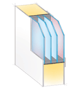 Querschnitt-Skizze einer Haustür mit 4-fach Verglasung für effektiven Wärmeschutz